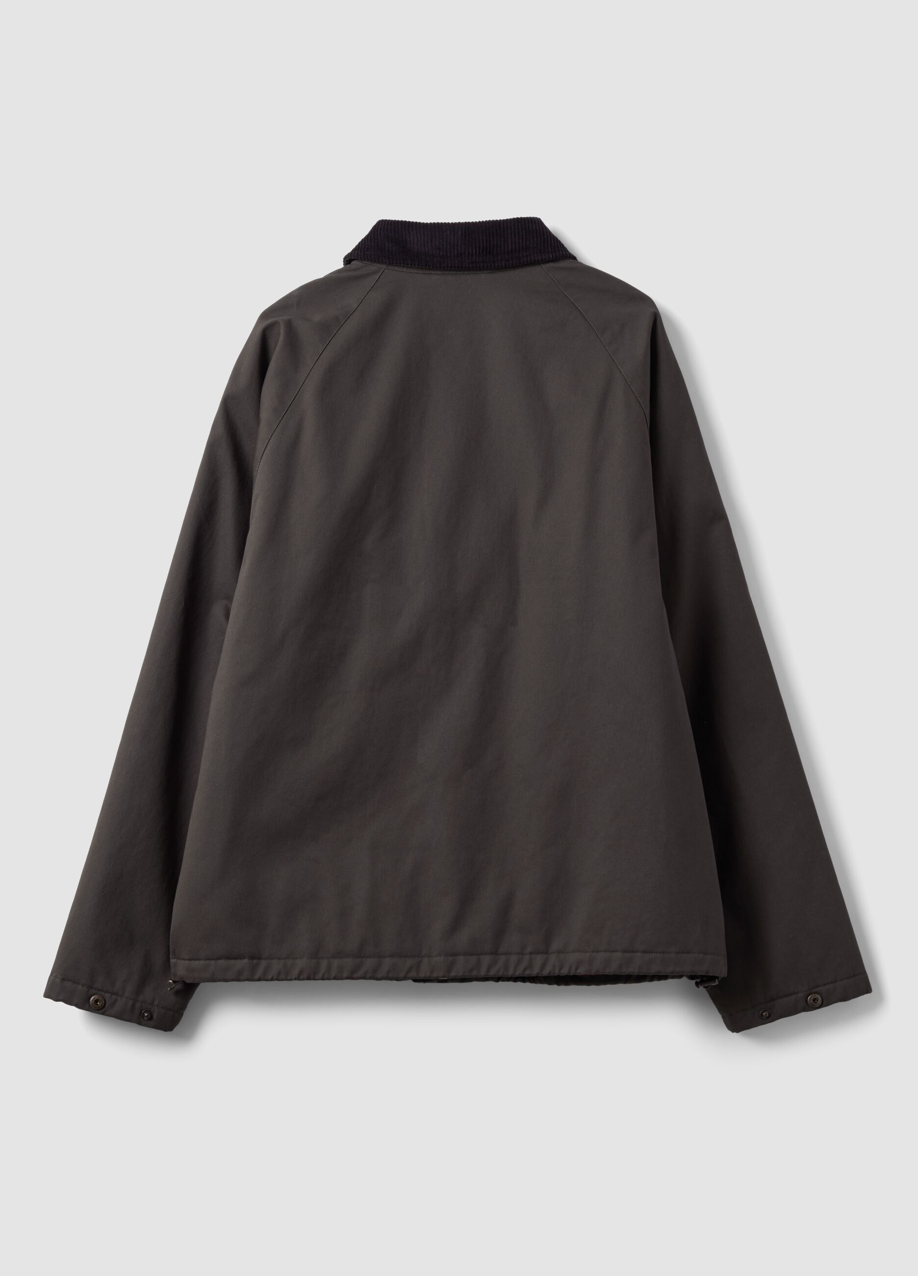 Green pure cotton jacket with velvet collar