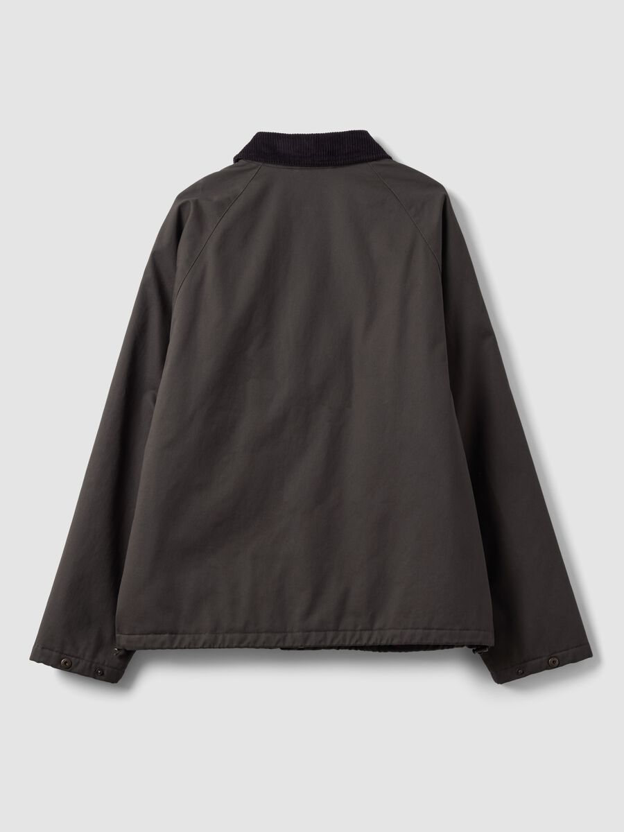 Green pure cotton jacket with velvet collar_3