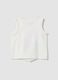 White organic cotton vest top with print and knot detail_1