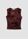 Red fitted stretch top with floral print_4