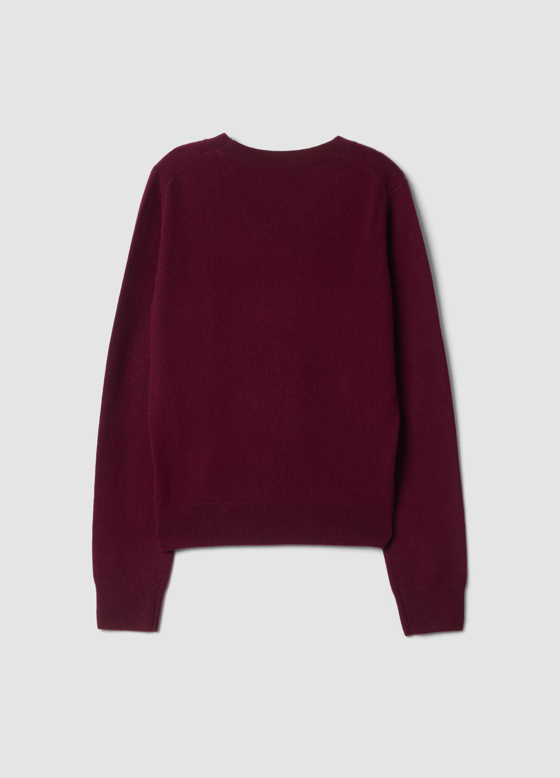 Red pure cashmere crew-neck jumper