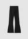 Black flared stretch-cotton trousers with glitter print_1