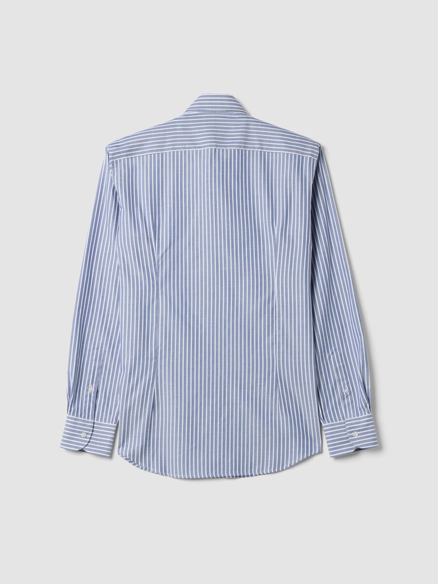 White pure cotton striped Oxford shirt, slim fit_6