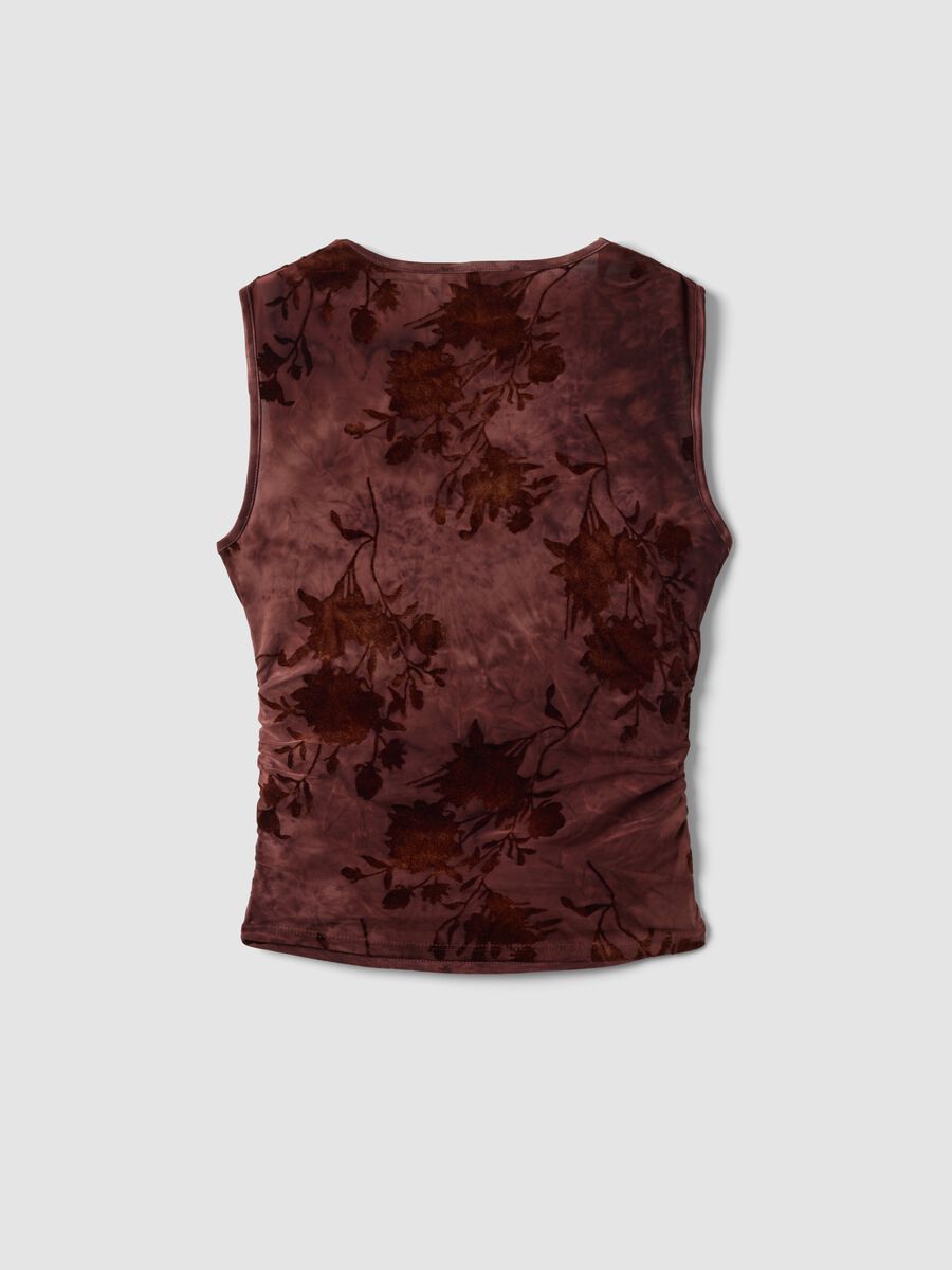 Red fitted stretch top with floral print_5