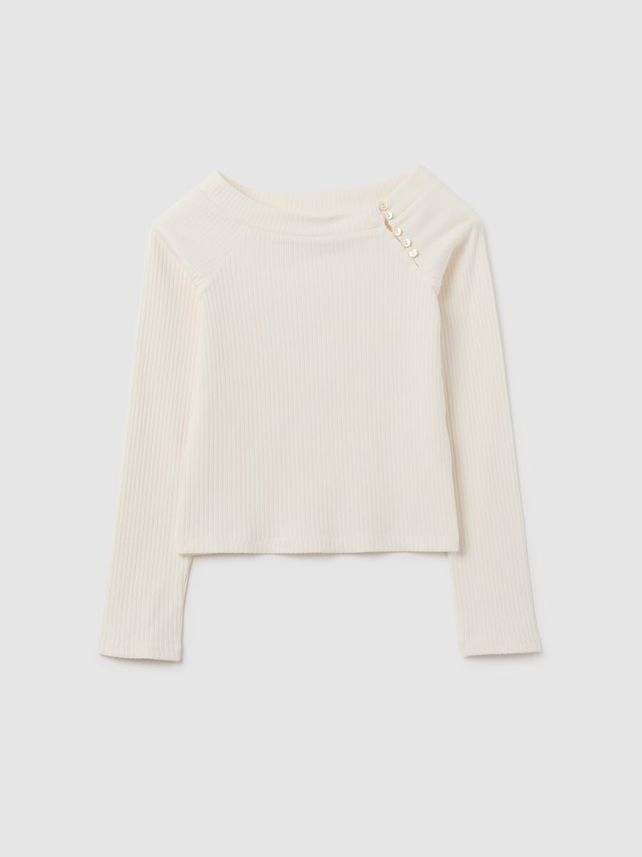 Girls' White Cotton Regular Fit Jumper_3