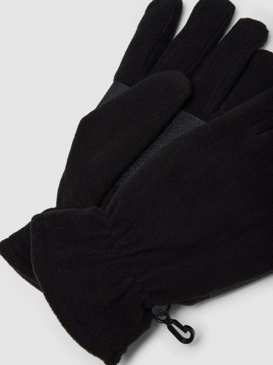 Black fleece gloves with elasticated cuff_2