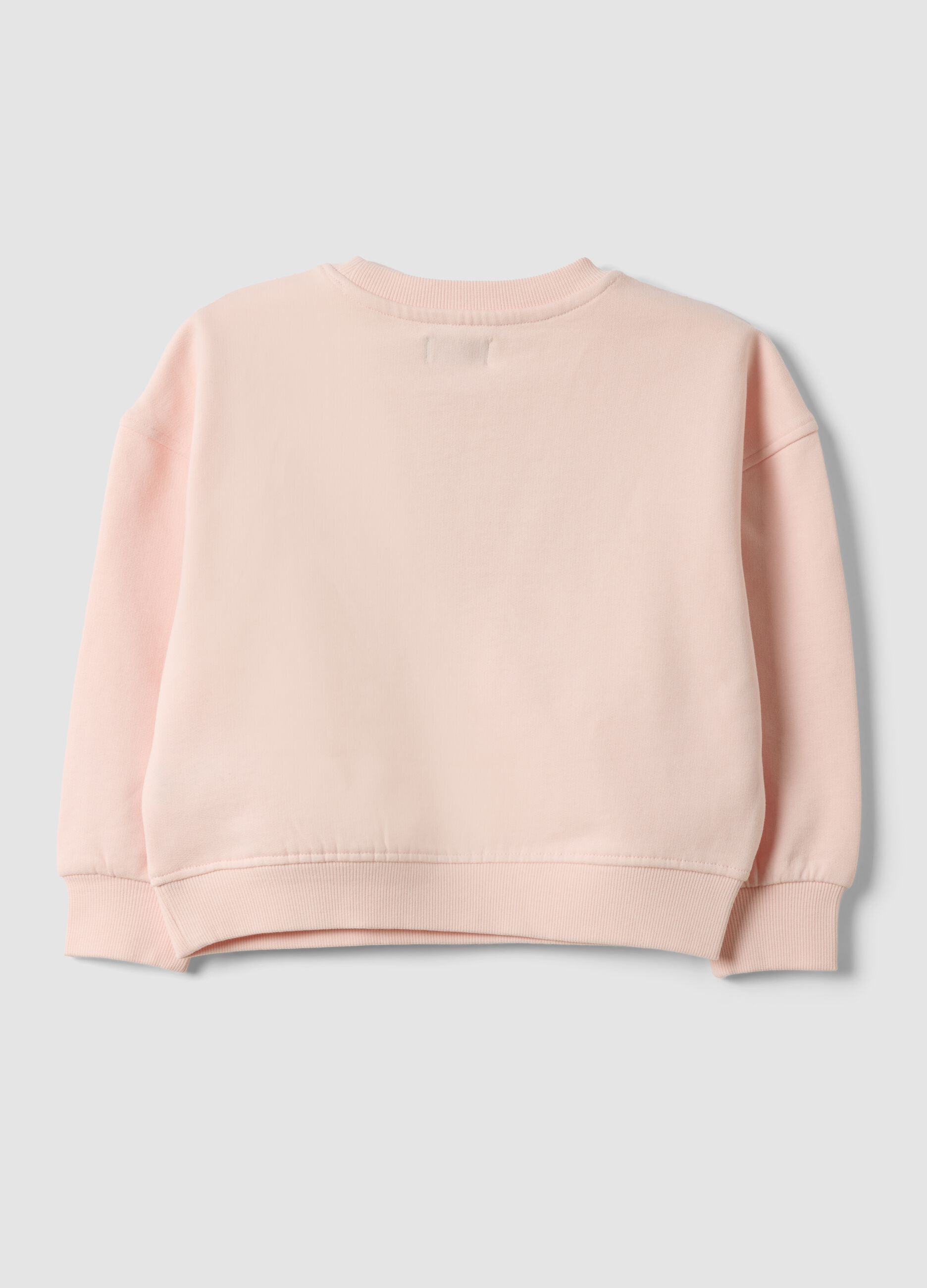 Pink pure cotton crew-neck sweatshirt