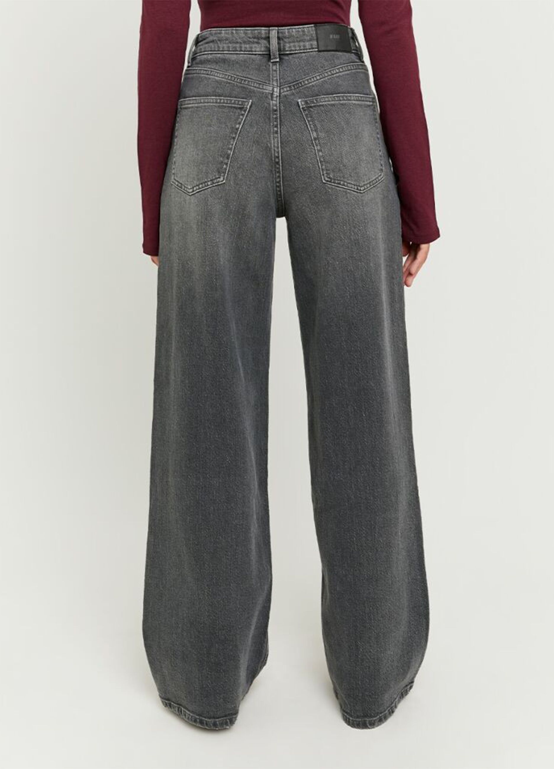 Grey Denim Cotton Regular Fit Trousers