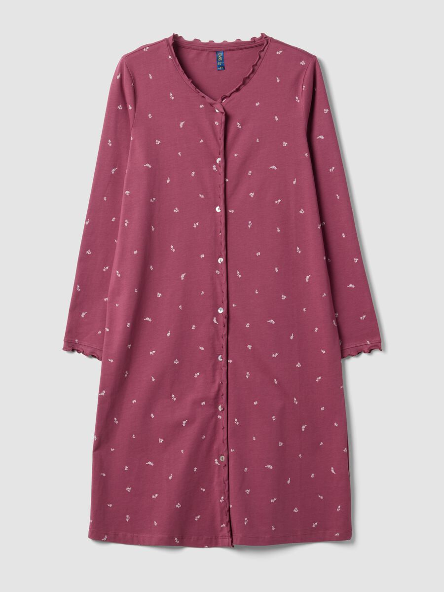 Purple organic cotton nightdress with crew neck_0