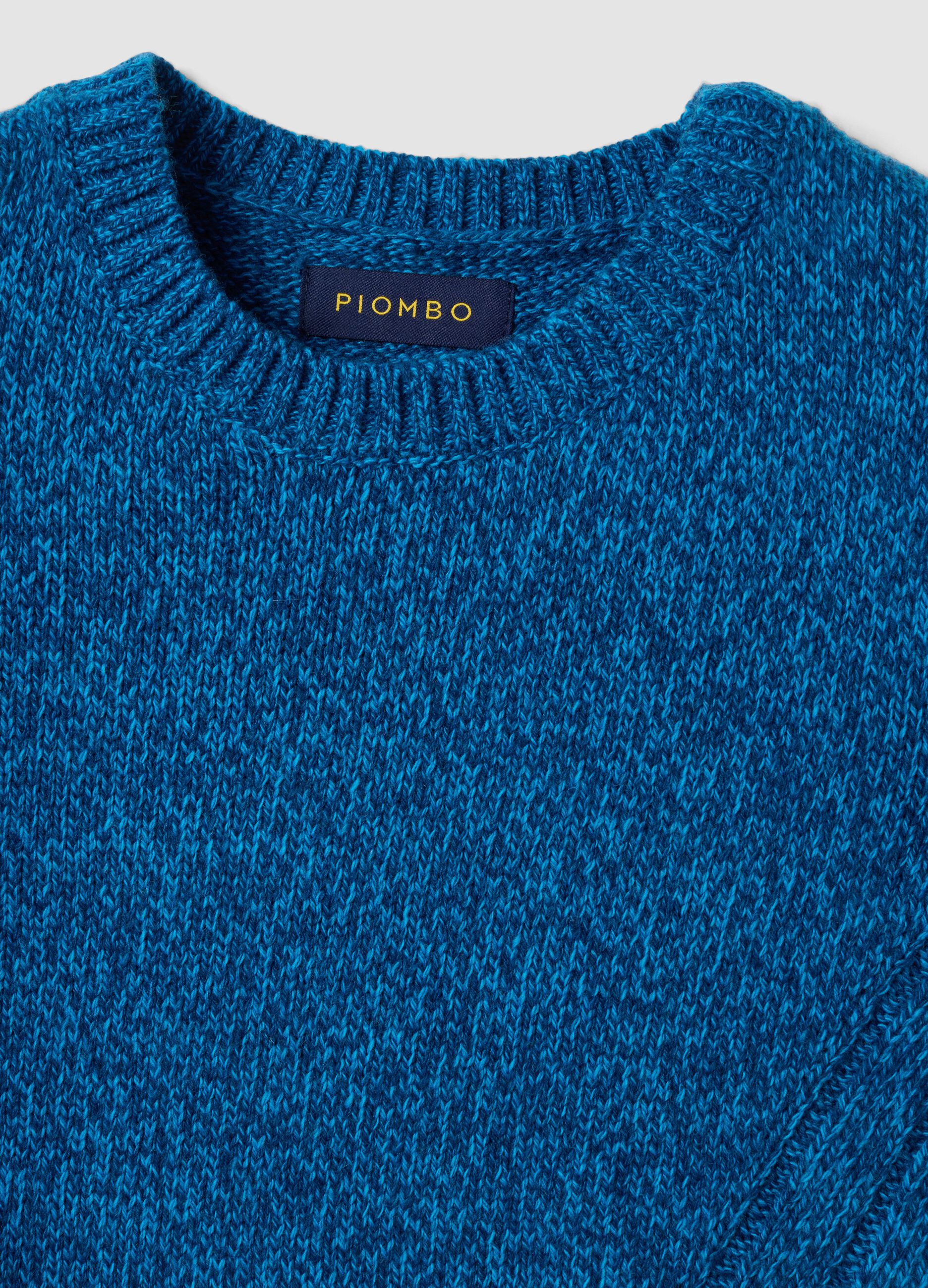 Gilet blu in misto lana con girocollo over fit