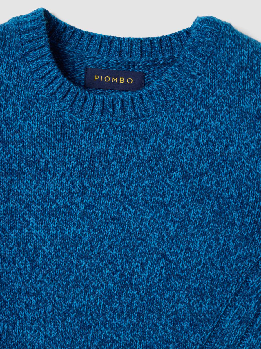 Gilet blu in misto lana con girocollo over fit_1