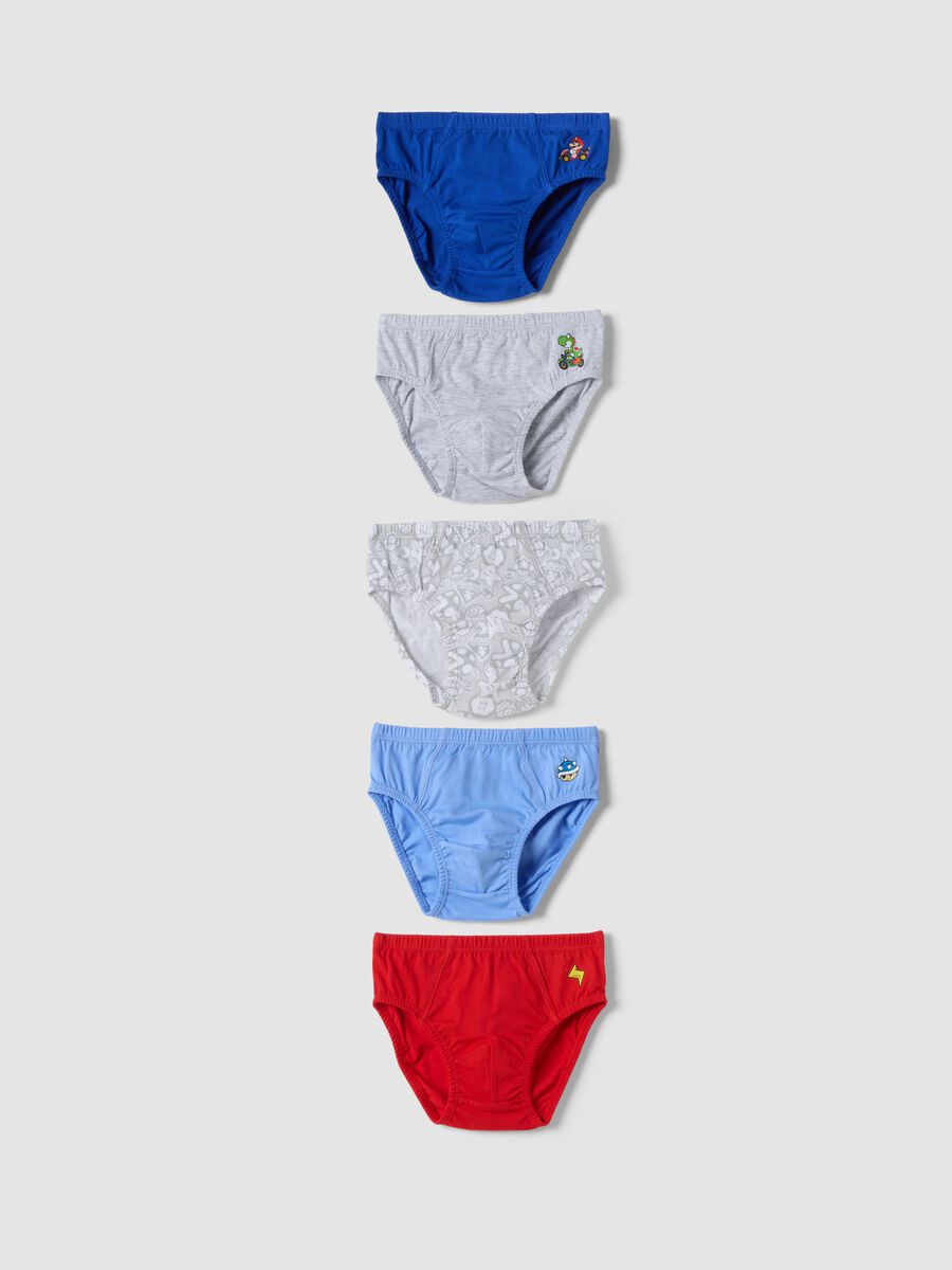 Five-pack of multicolour pure organic cotton Mario Kart briefs_0