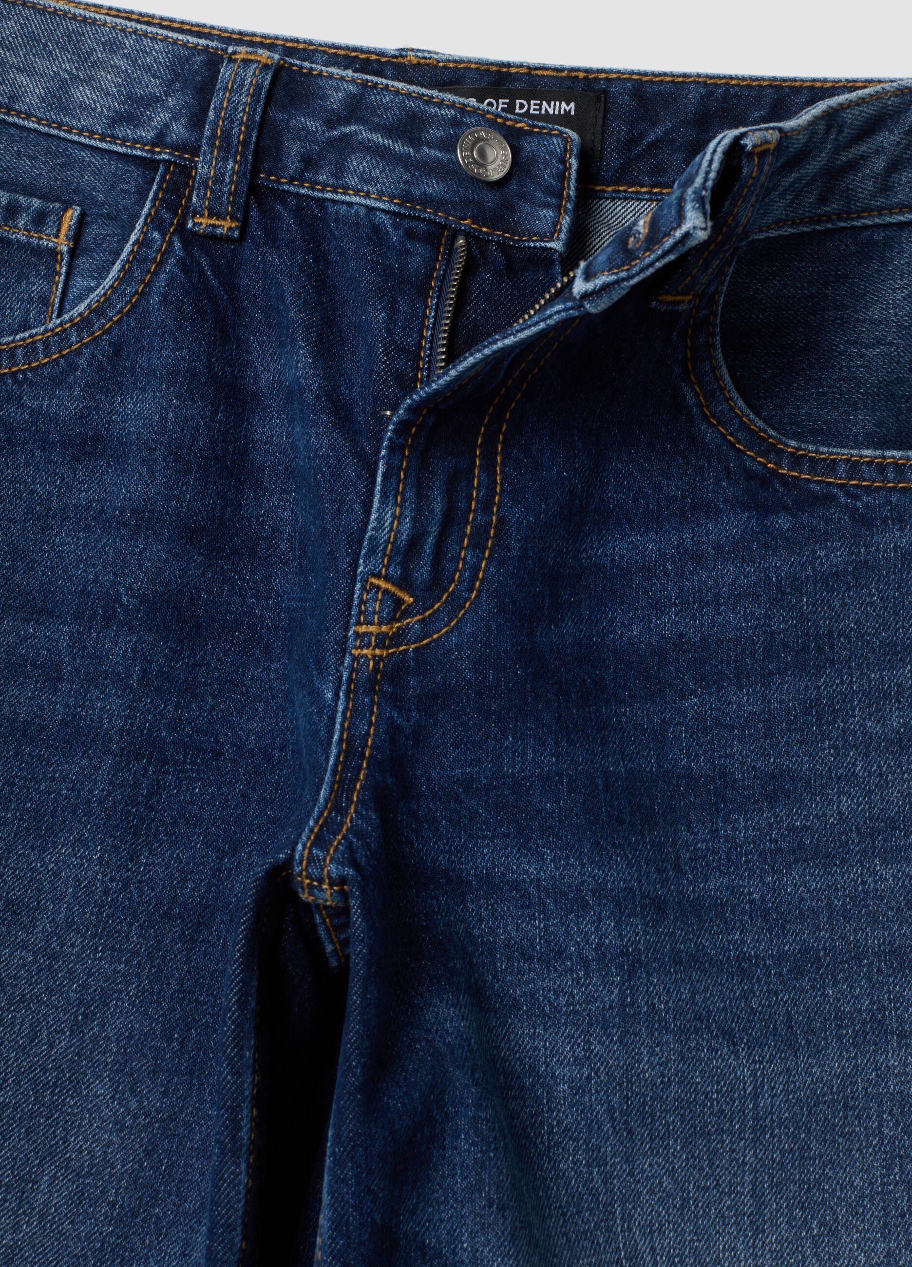Blue pure cotton super wide-leg jeans