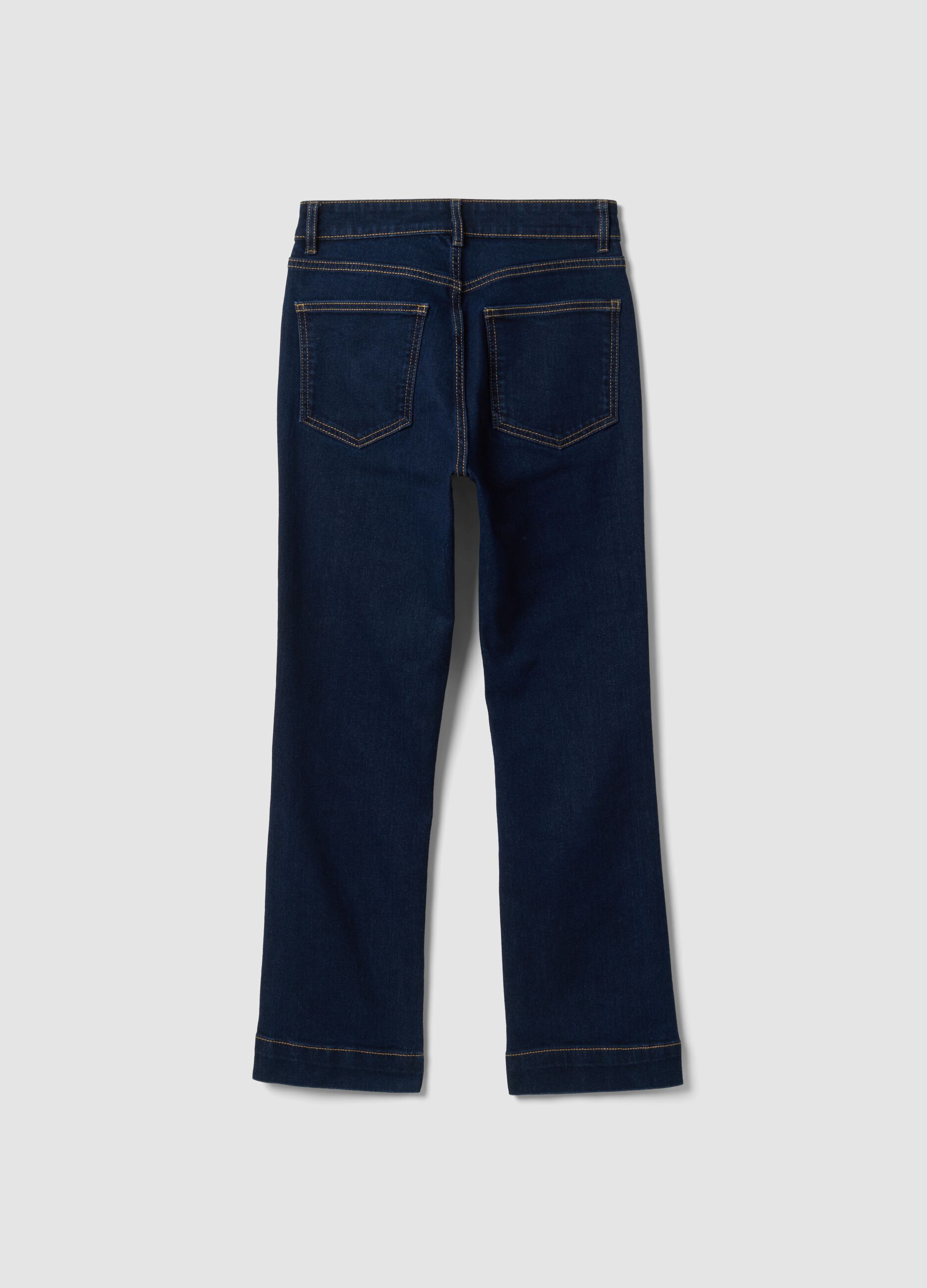 Blue denim cropped slim-fit jeans in stretch cotton and viscose