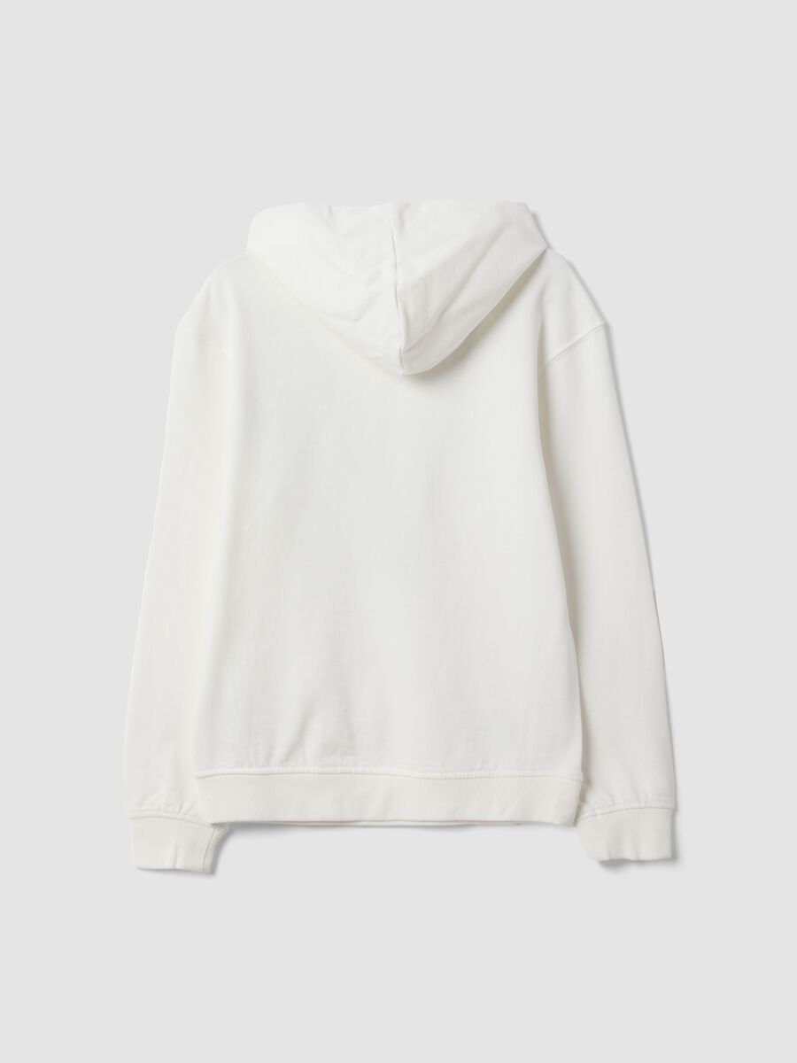 White pure cotton hoodie with print for boys_4