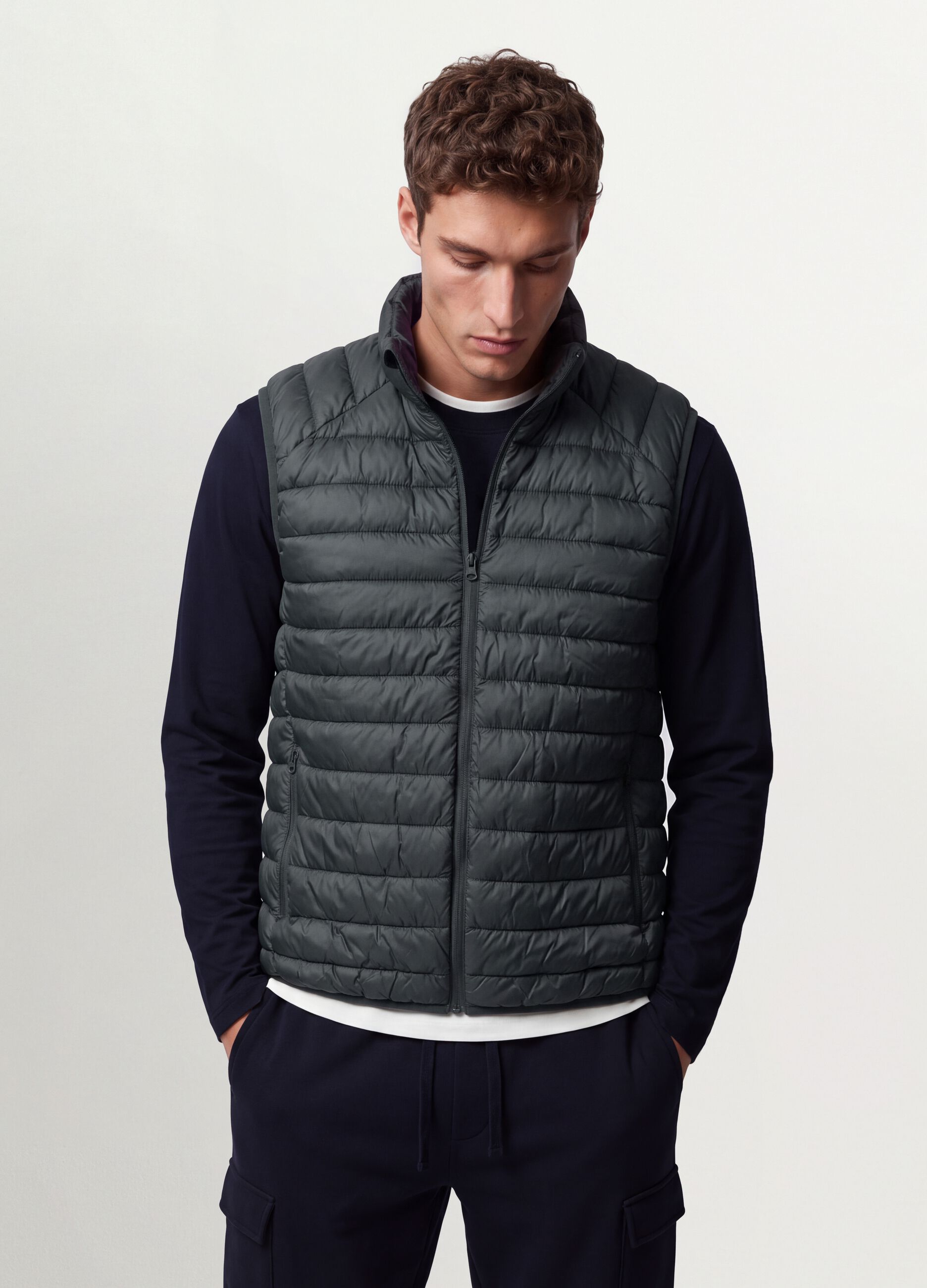 Gilet Ultralight verde imbottito con zip