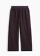 Pantaloni marrone scuro in misto cotone con vita elasticizzata_0