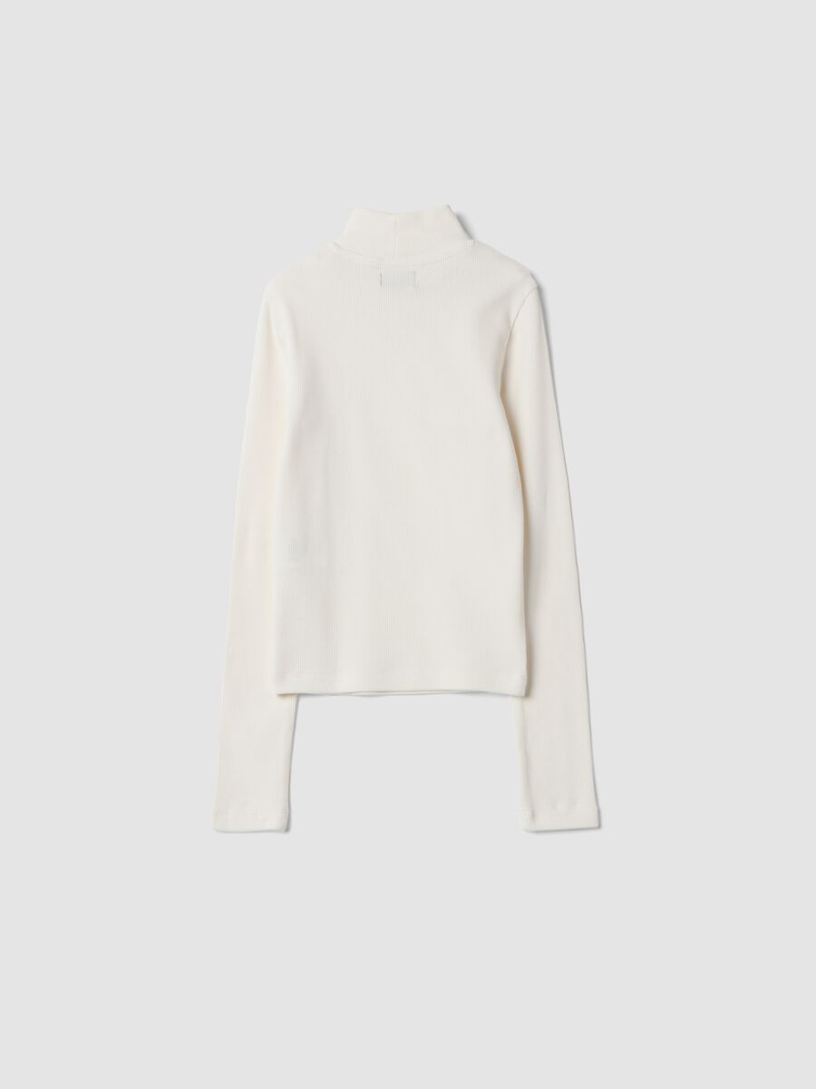 White slim-fit ribbed organic stretch cotton T-shirt_1