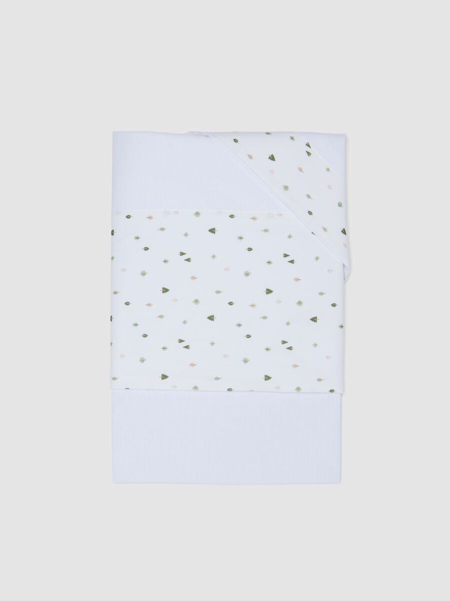 White pure cotton baby sheet with all-over print_0