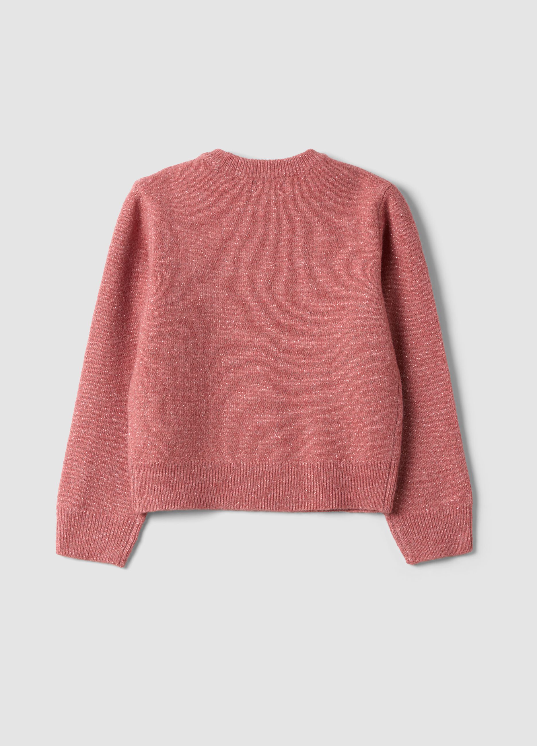 Pink stretch crew-neck jumper