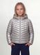 Grey Ultralight Padded Hooded Zip Jacket for Girls_0