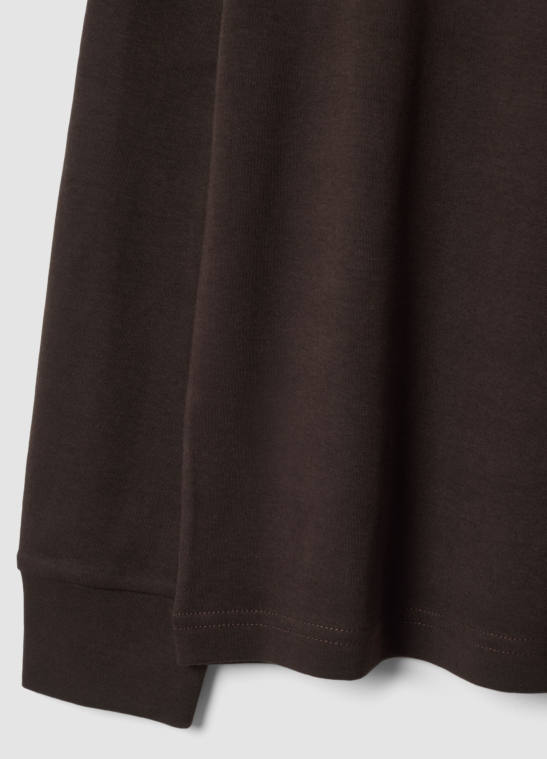 Brown pure cotton crew-neck T-shirt