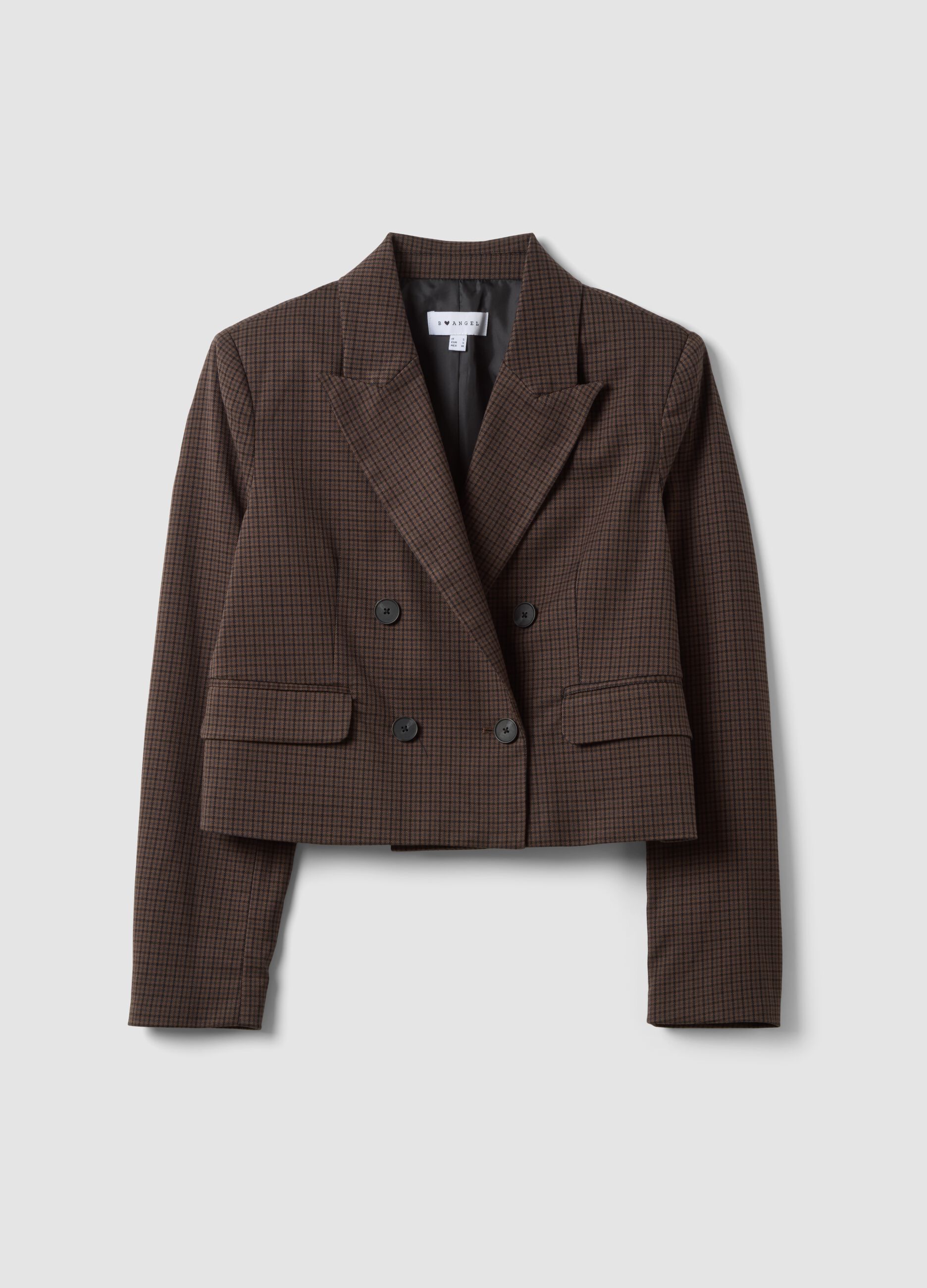 Brown stretch viscose cropped blazer