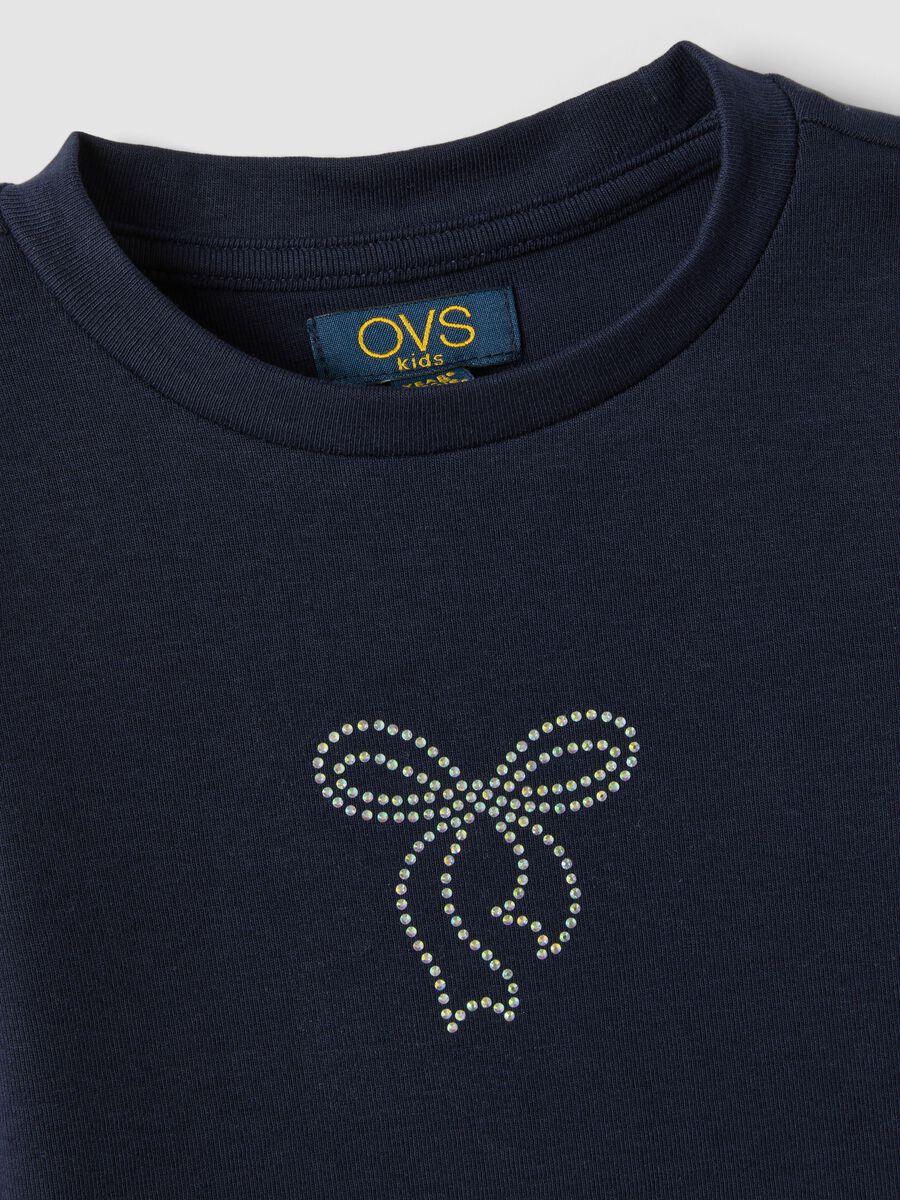 Blue stretch organic cotton printed T-shirt for girls_2