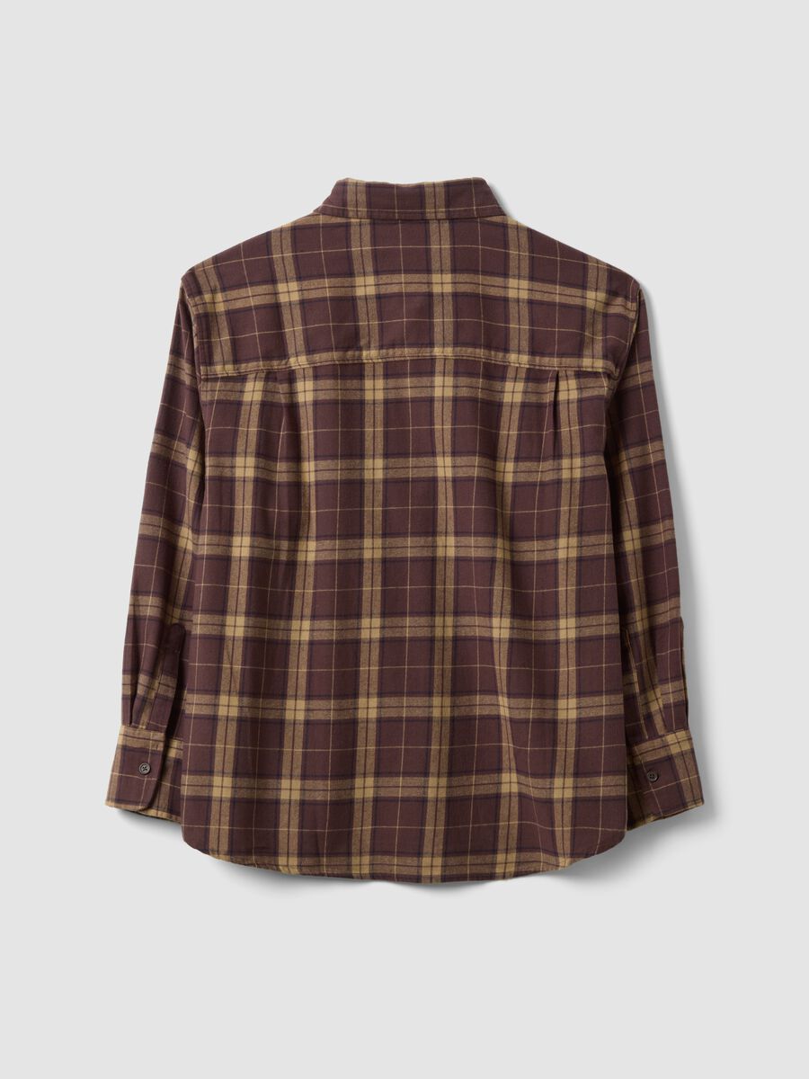 Brown checked pure cotton flannel shirt, regular fit_2