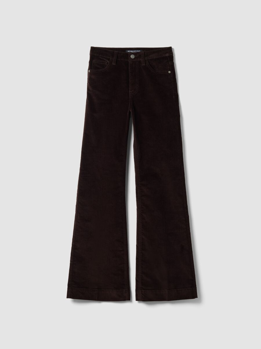 Brown bootcut stretch cotton jeans_4