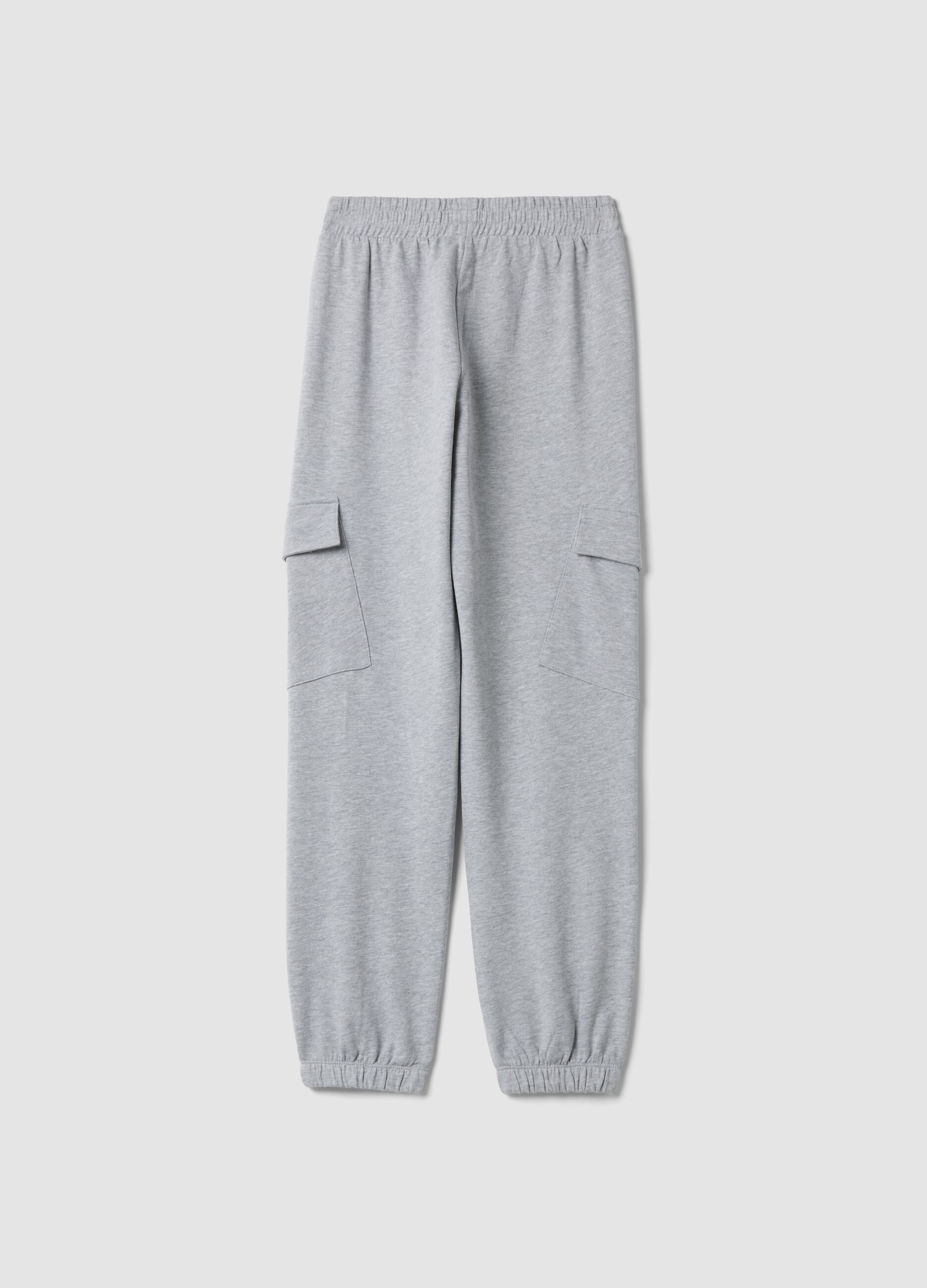 Pantaloni jogger grigi in misto cotone e viscosa