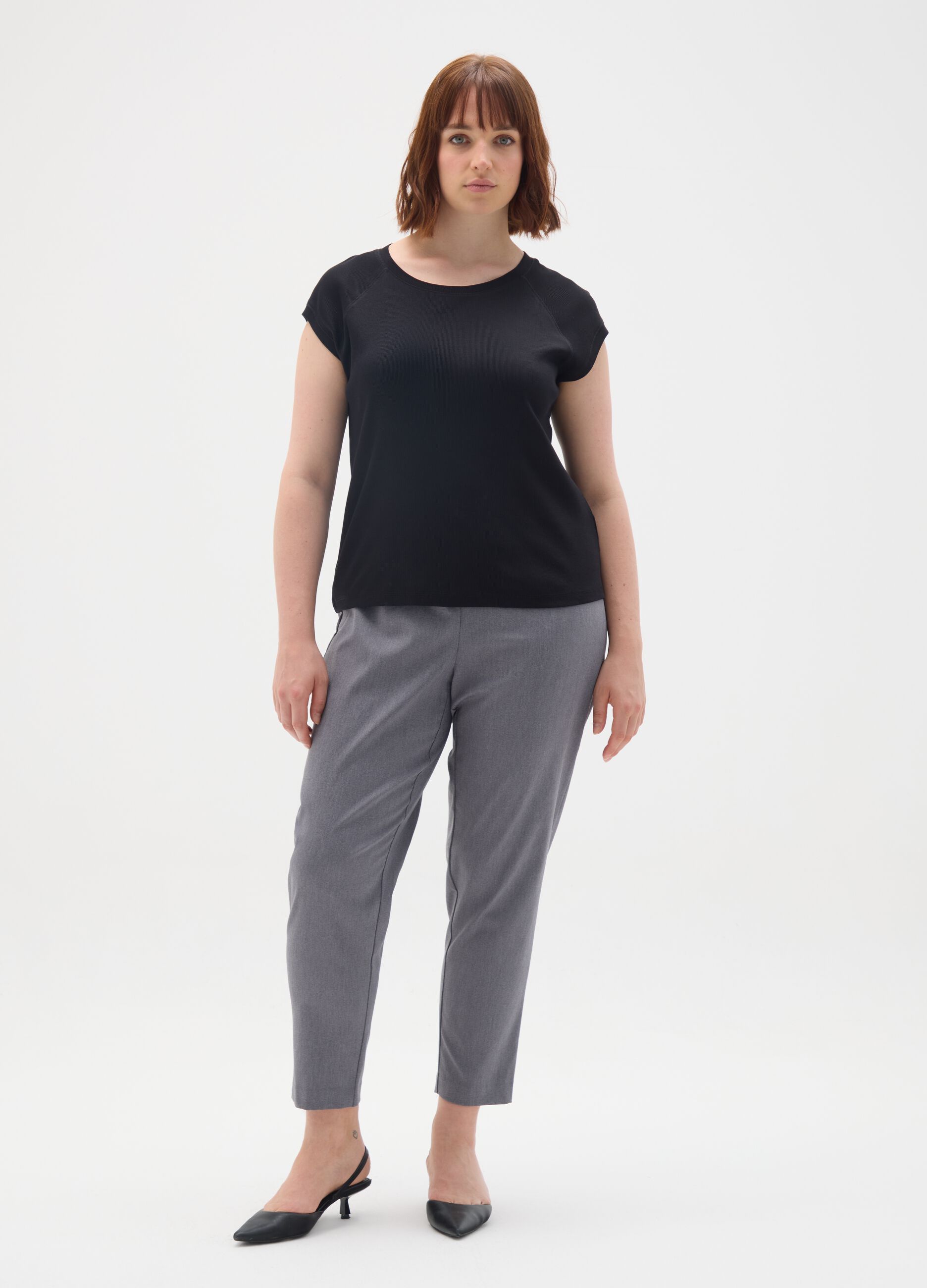 Grey Viscose Blend Regular Fit Leggings