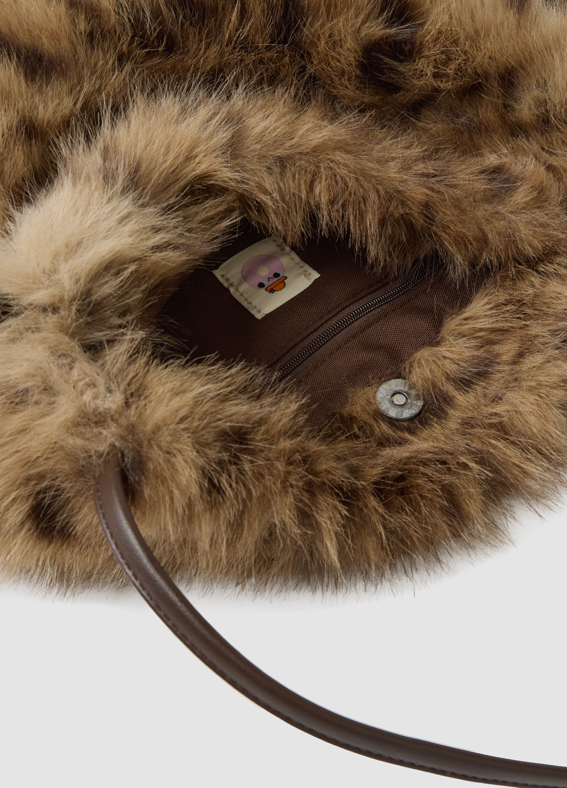 Borsa marrone a spalla con fantasia animalier