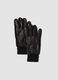 Black genuine lambskin gloves with knitted cuffs_0