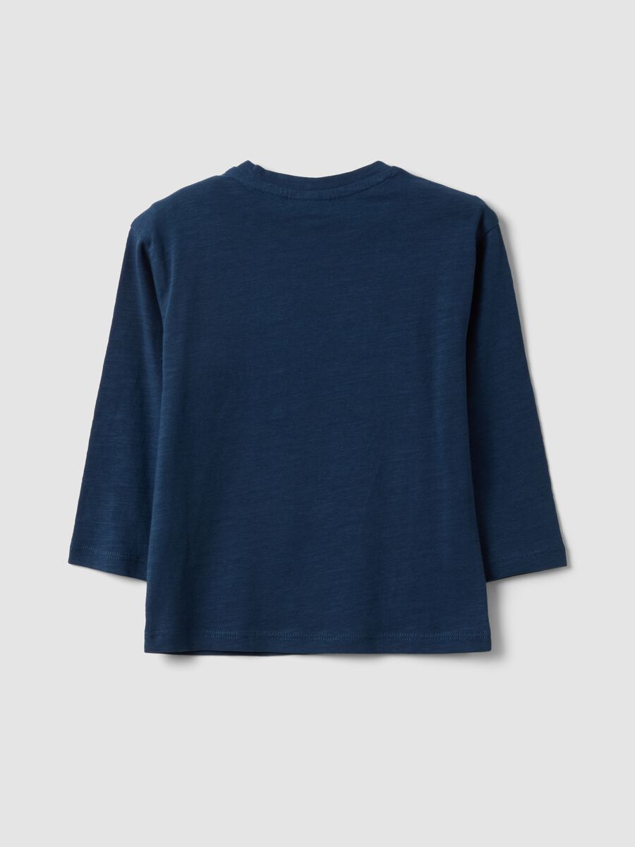 Blue oversized pure organic cotton T-shirt with chest pocket for boys_1