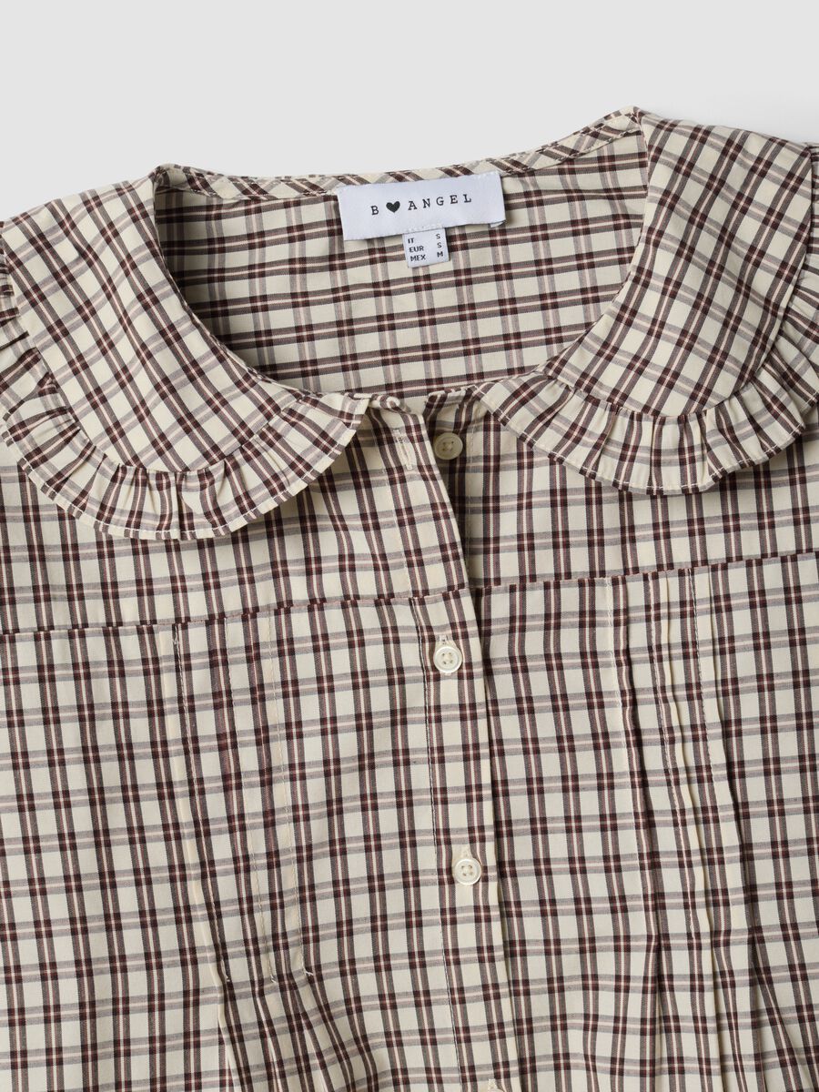 Brown checked cotton-blend poplin shirt_1