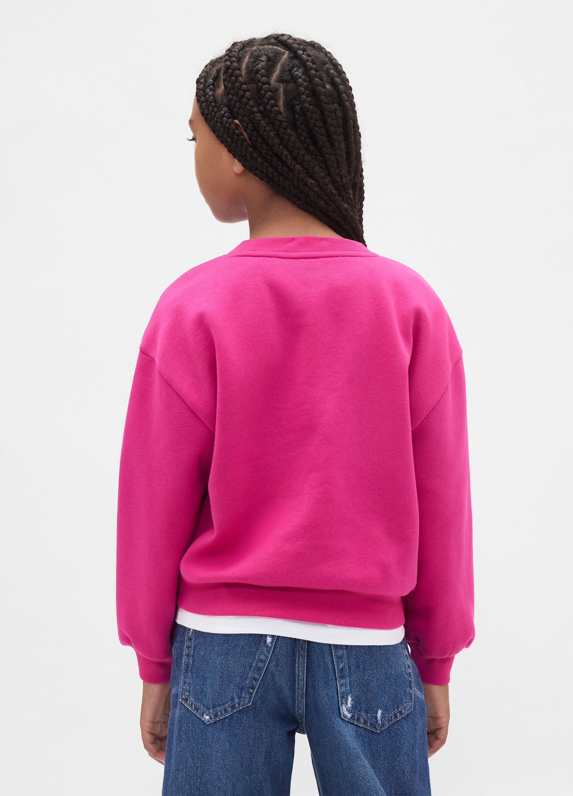 Girls' Pink Crew Neck Sweatshirt