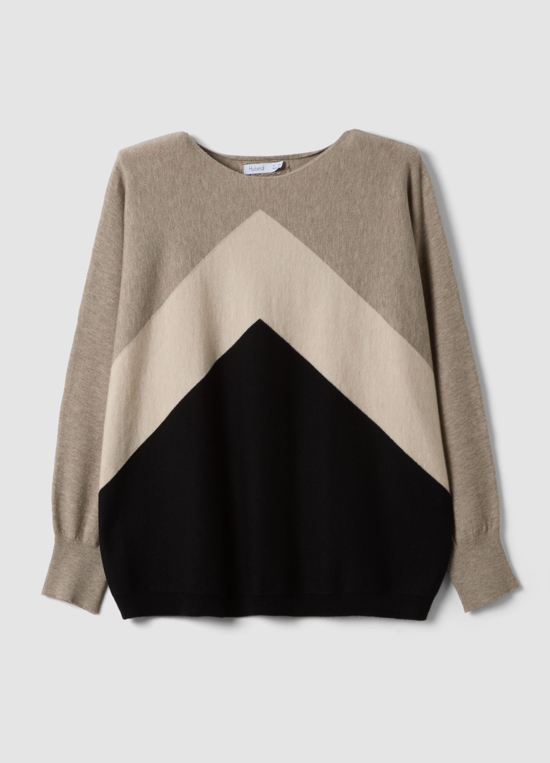 Multicolour viscose-blend jumper with contrast pattern, regular fit