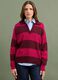 Maglia rossa in misto lana a righe con colletto polo_2