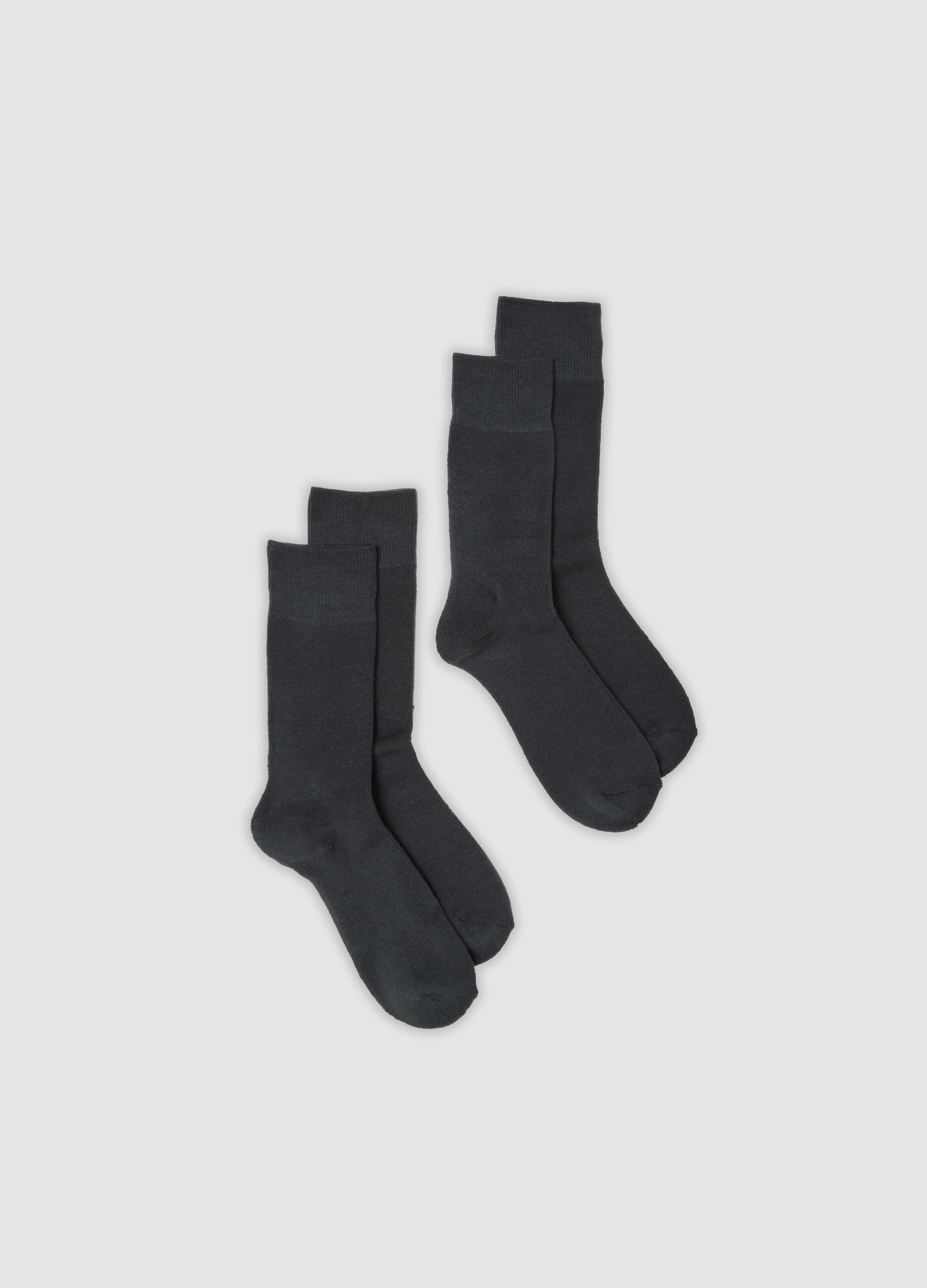 Pack of 2 grey mid-calf socks in stretch fabric