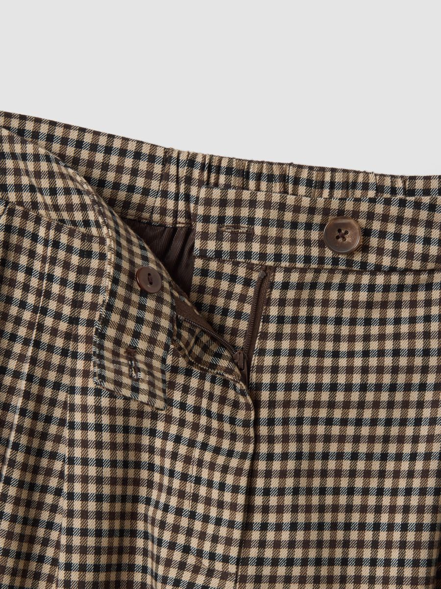 Dark beige and black viscose and stretch wool trousers_1