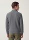 Cardigan grigio in maglia a coste con colletto e zip regular fit_3