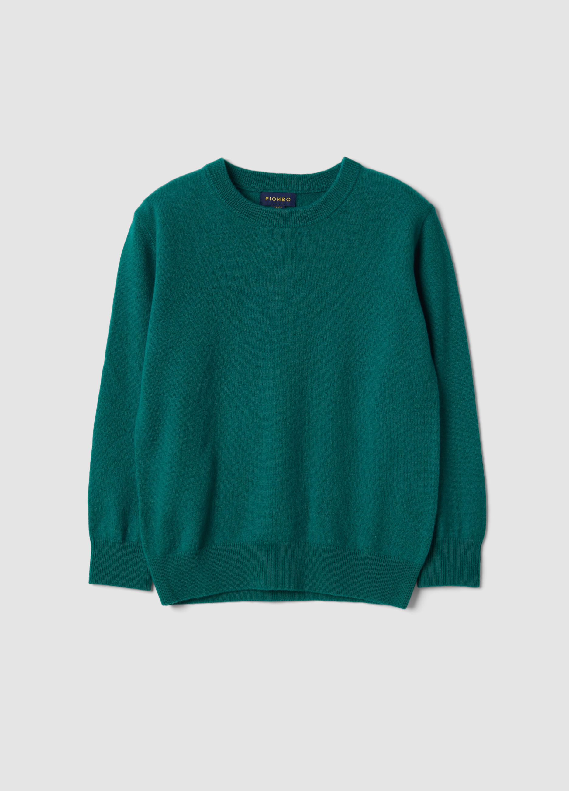 Maglia verde in pura lana a maniche lunghe regular fit