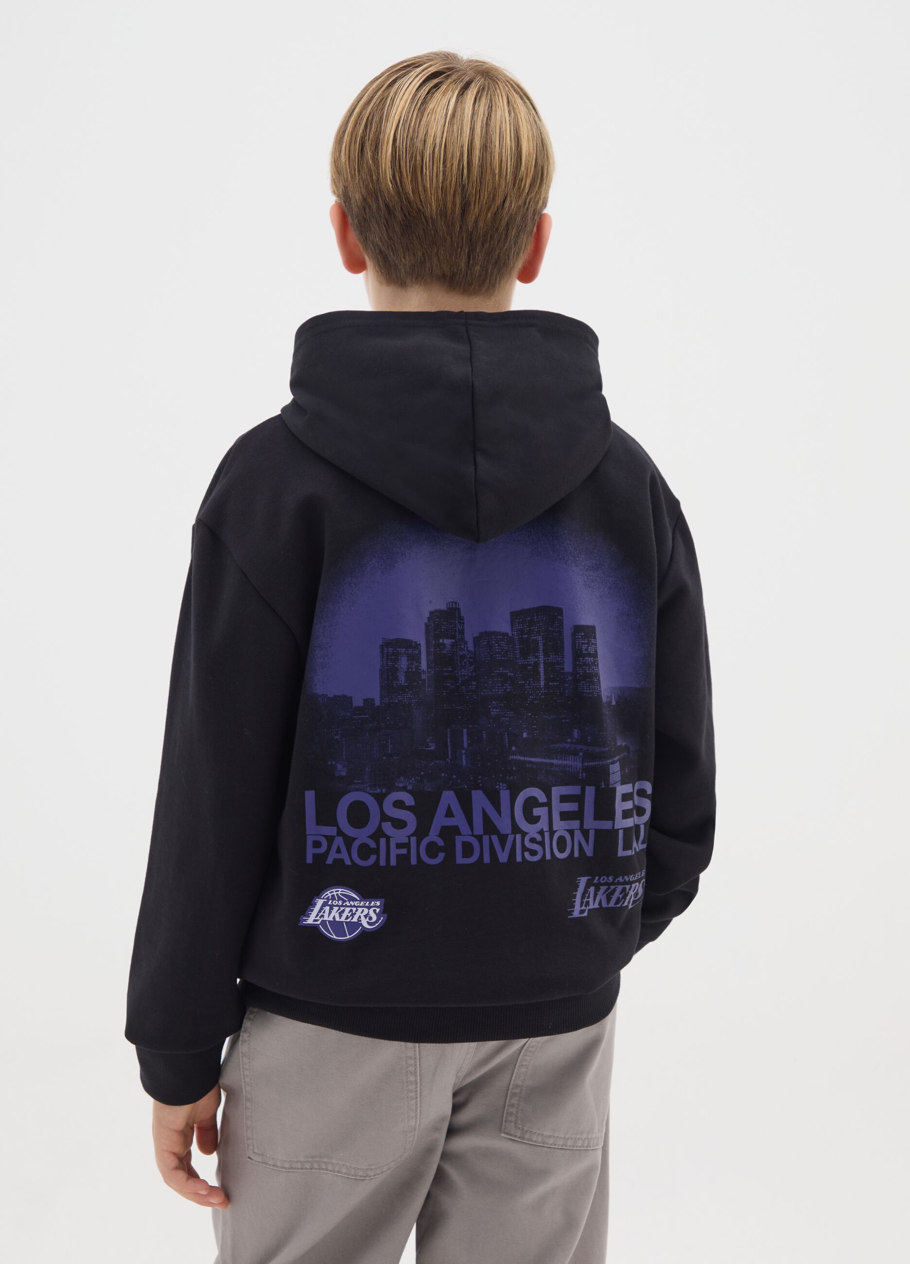 Boy's black pure cotton sweatshirt with Lakers print