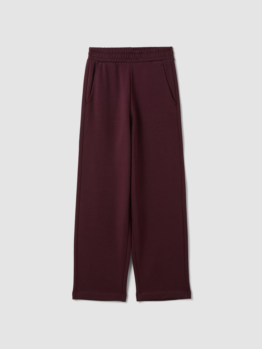 Purple cotton-blend straight-fit trousers_0