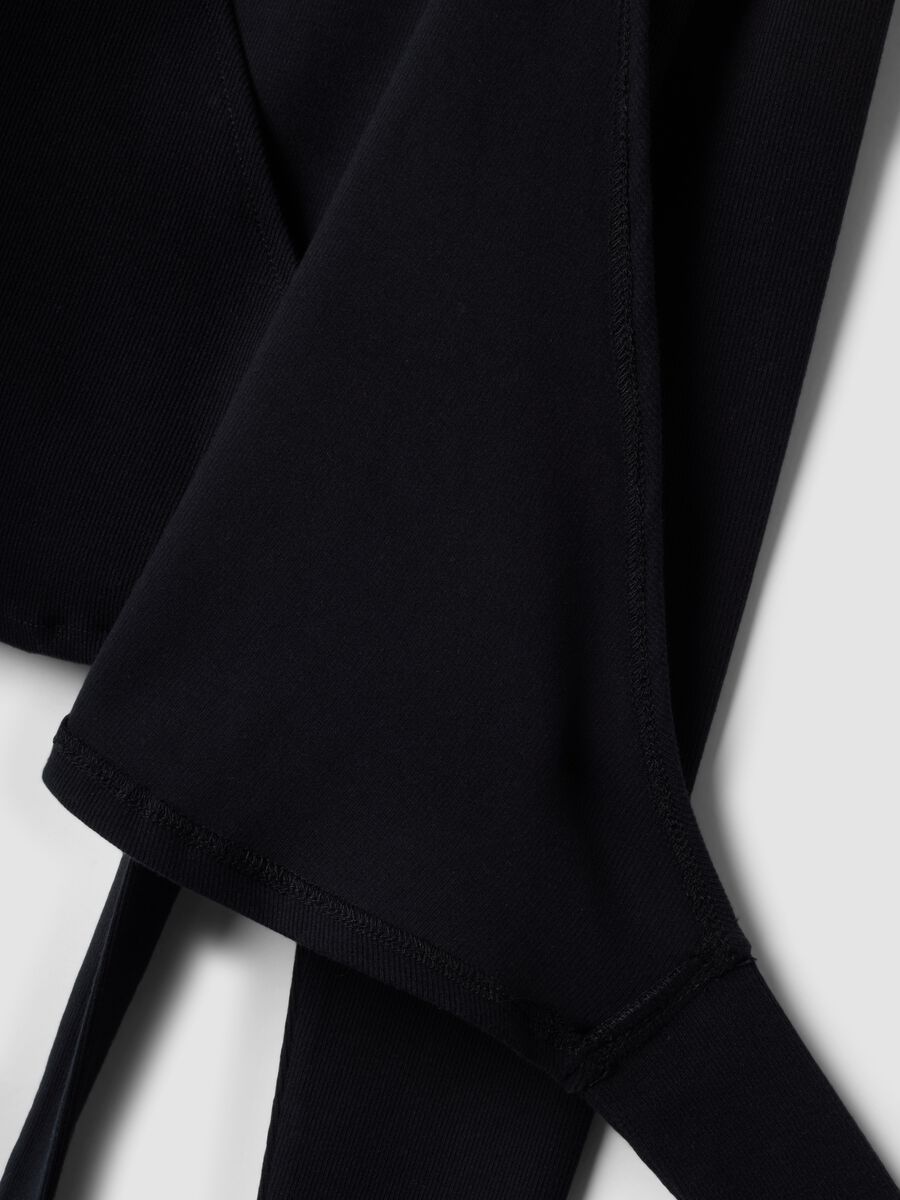 Wrap top nero in cotone elasticizzato a costine ALTAVIA STUDIO_8