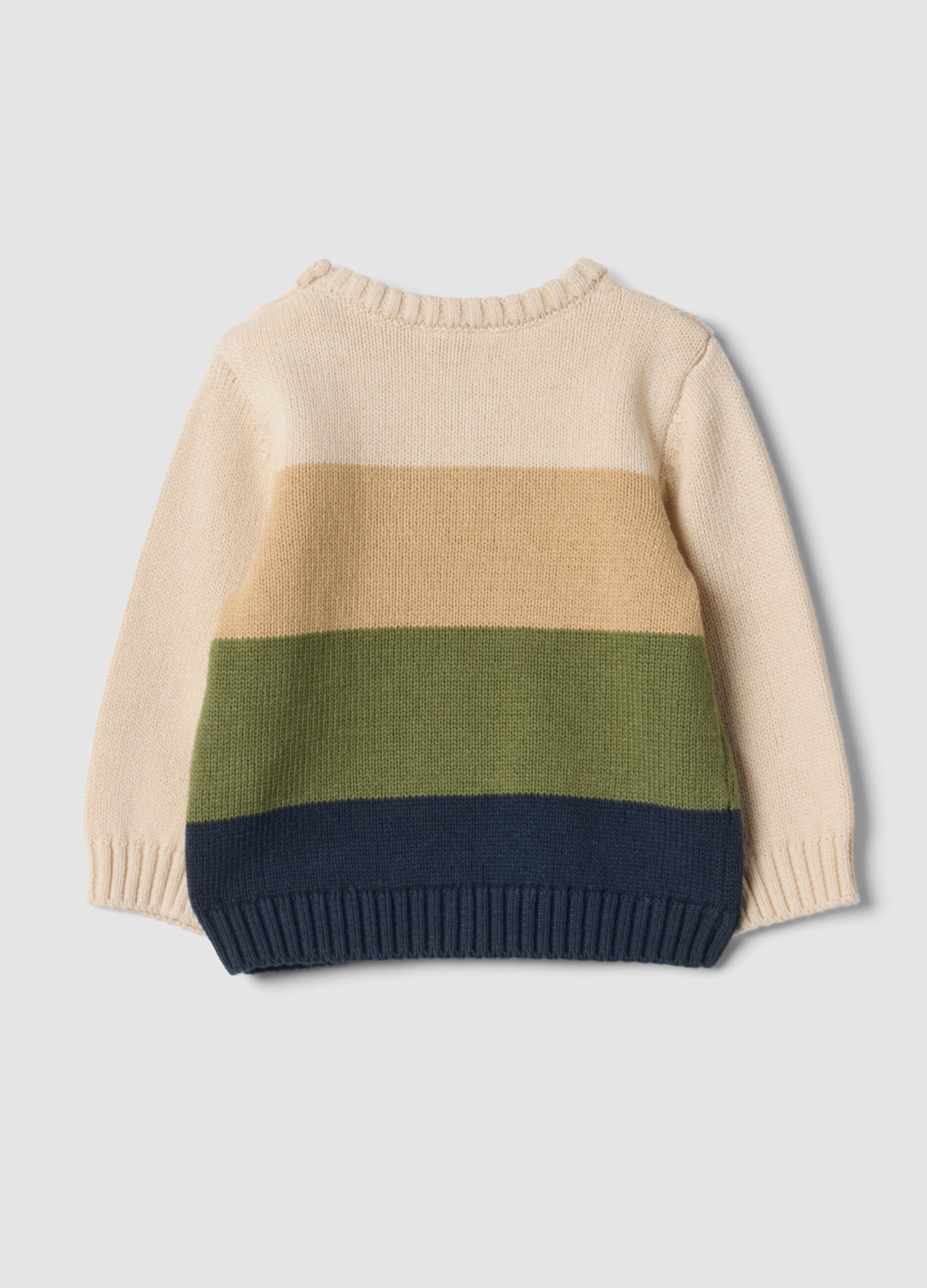 Multicolour striped pure cotton crew-neck baby top