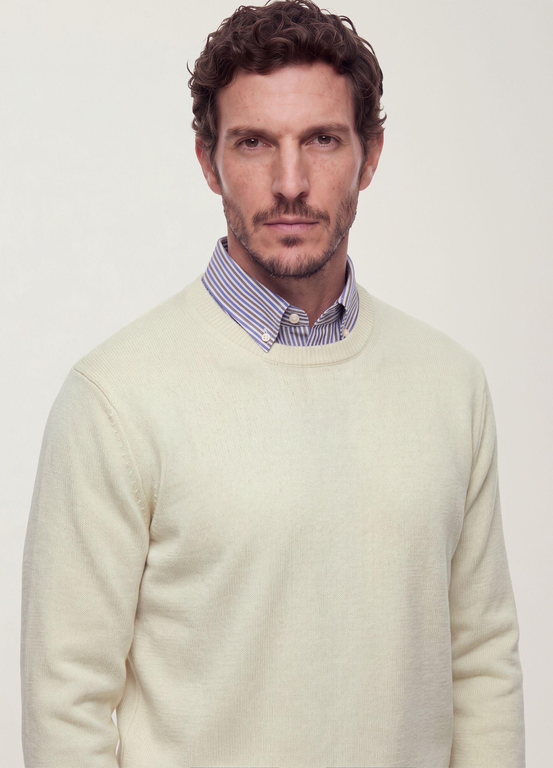 Maglia bianca girocollo in jersey knit regular fit