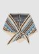 Beige scarf with light blue and brown jacquard pattern_0