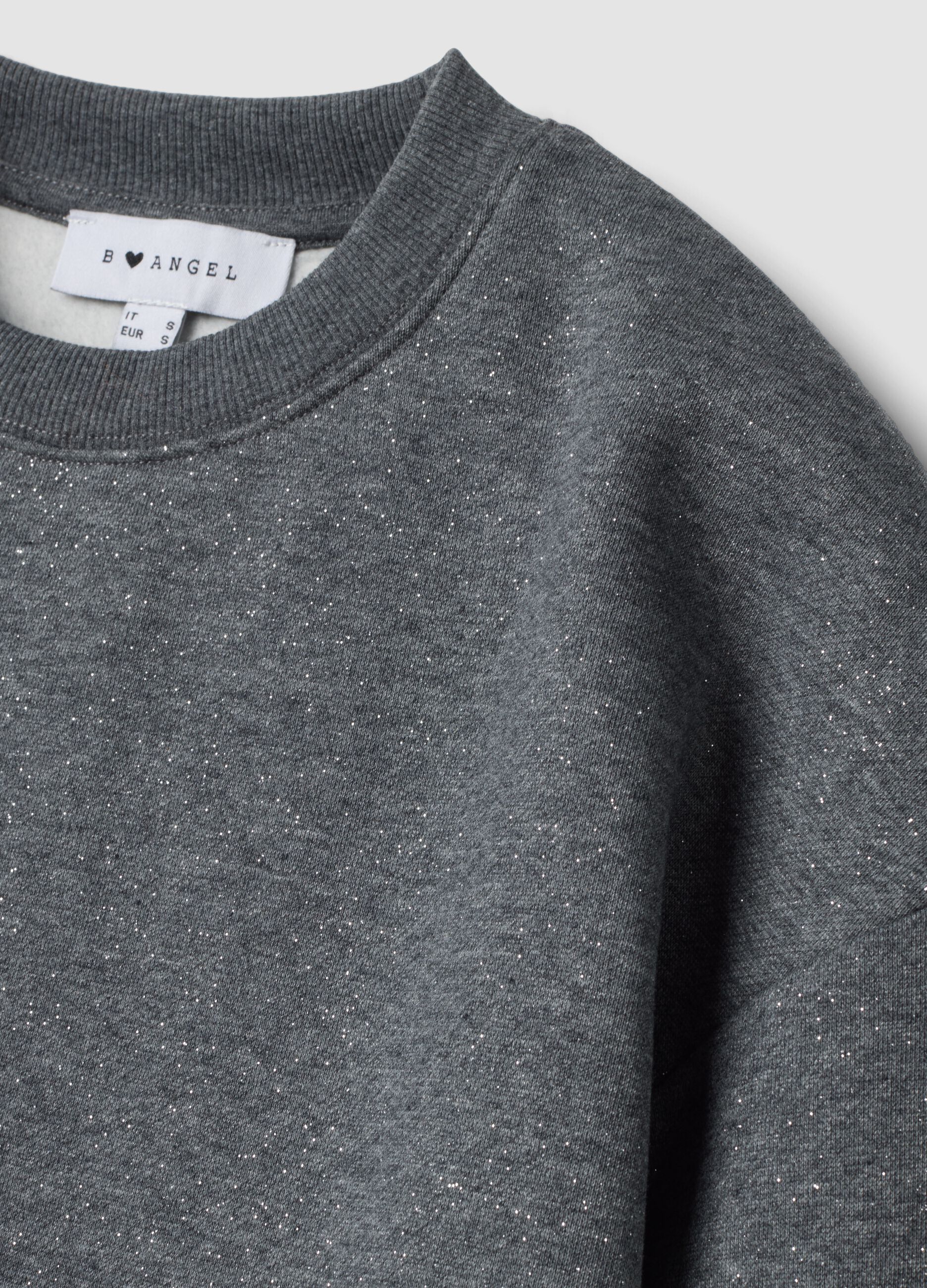 Grey cotton-blend crew-neck sweatshirt with all-over lurex print